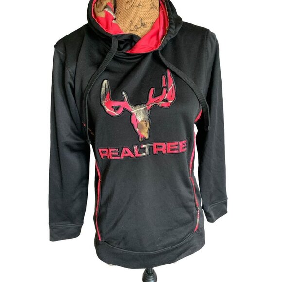 🍒 2/$20 🍒 Real Tree Black and Hot Pink Hoodie Small - Picture 1 of 4